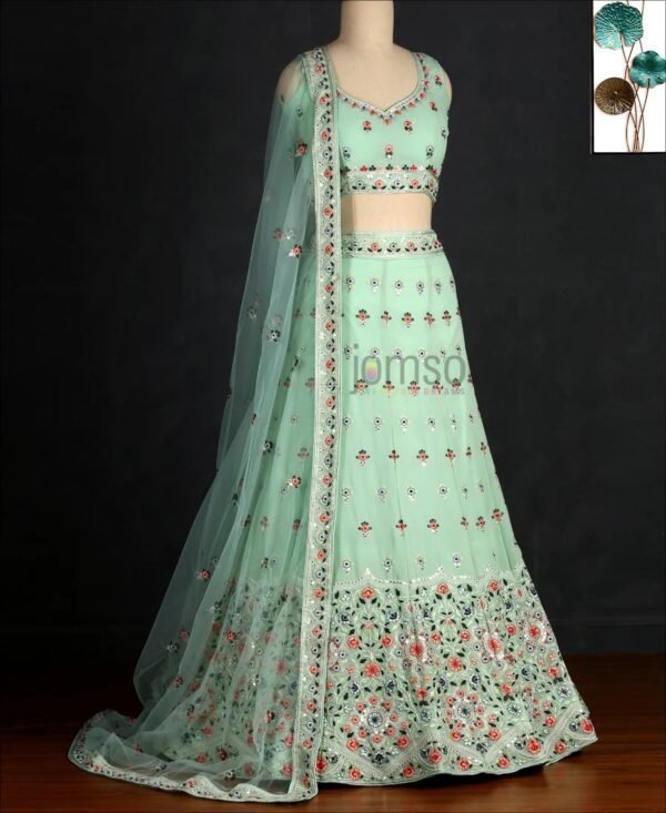 Single Color One Design Ghagra - Image 2